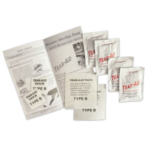 Contenu du pack TA-RP-03 Kit Tear-Aid pour la réparation des jouets gonflables de plage et de piscine
