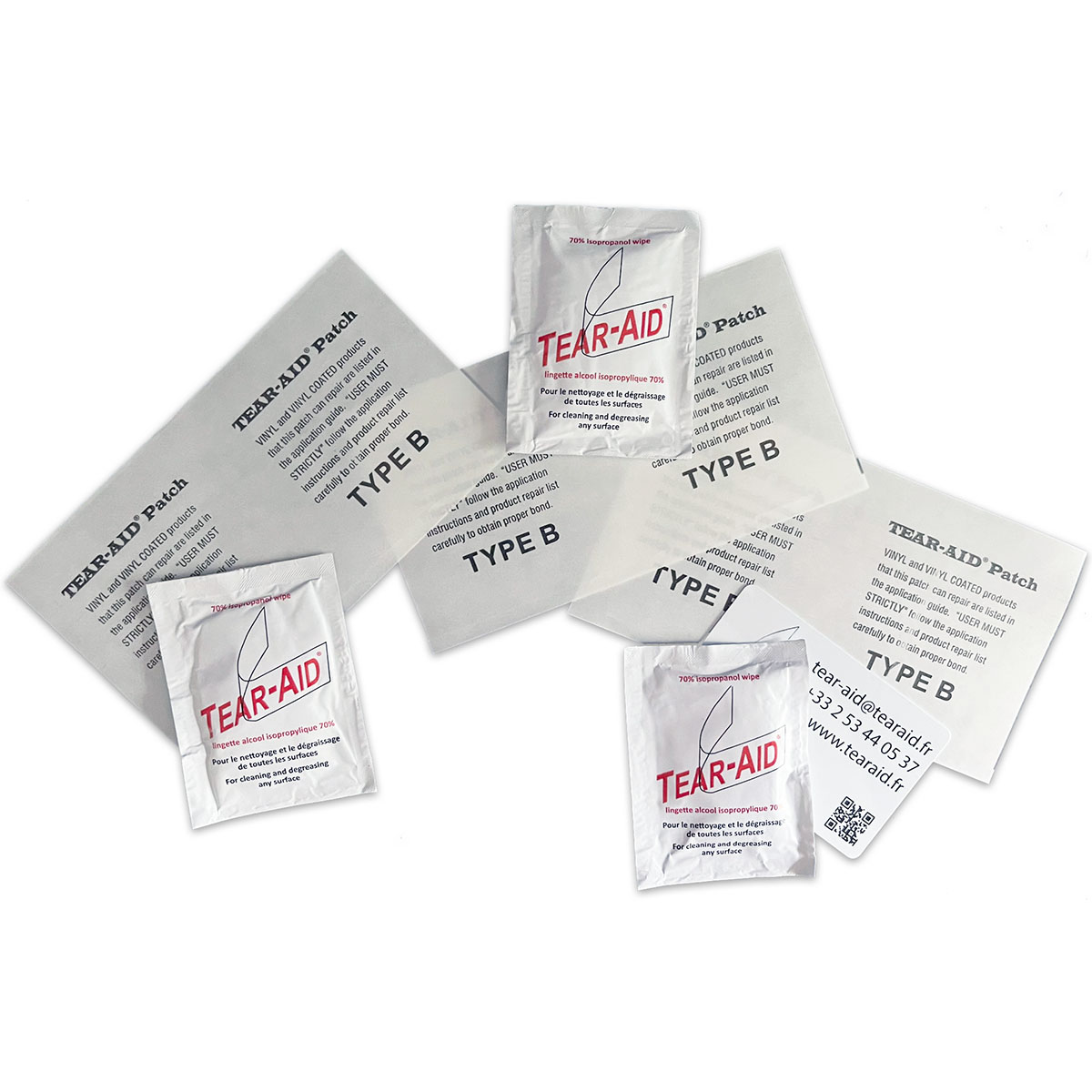Tear-Aid Type B Liner and Vinyl pack offer contents