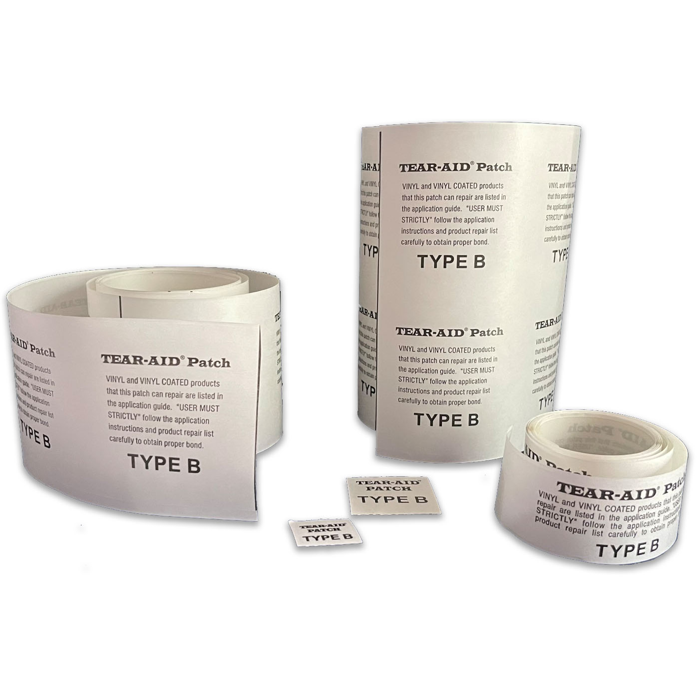 Tear-Aid Type B range of rolls and patches